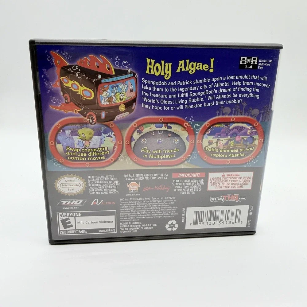SpongeBob's Atlantis SquarePantis Nintendo DS Game E‎ THQ NTSC-U/C Multiplayer